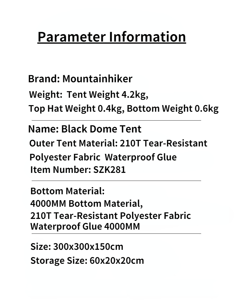 Cheap Goat Tents Mountainhiker SZK281 3 4 Person Outdoor Round Tents 210T Polyester Waterproof Shelter Tear Resistant Black Camping Dome Tent   